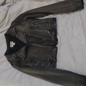 Grey Denim Moto Jacket